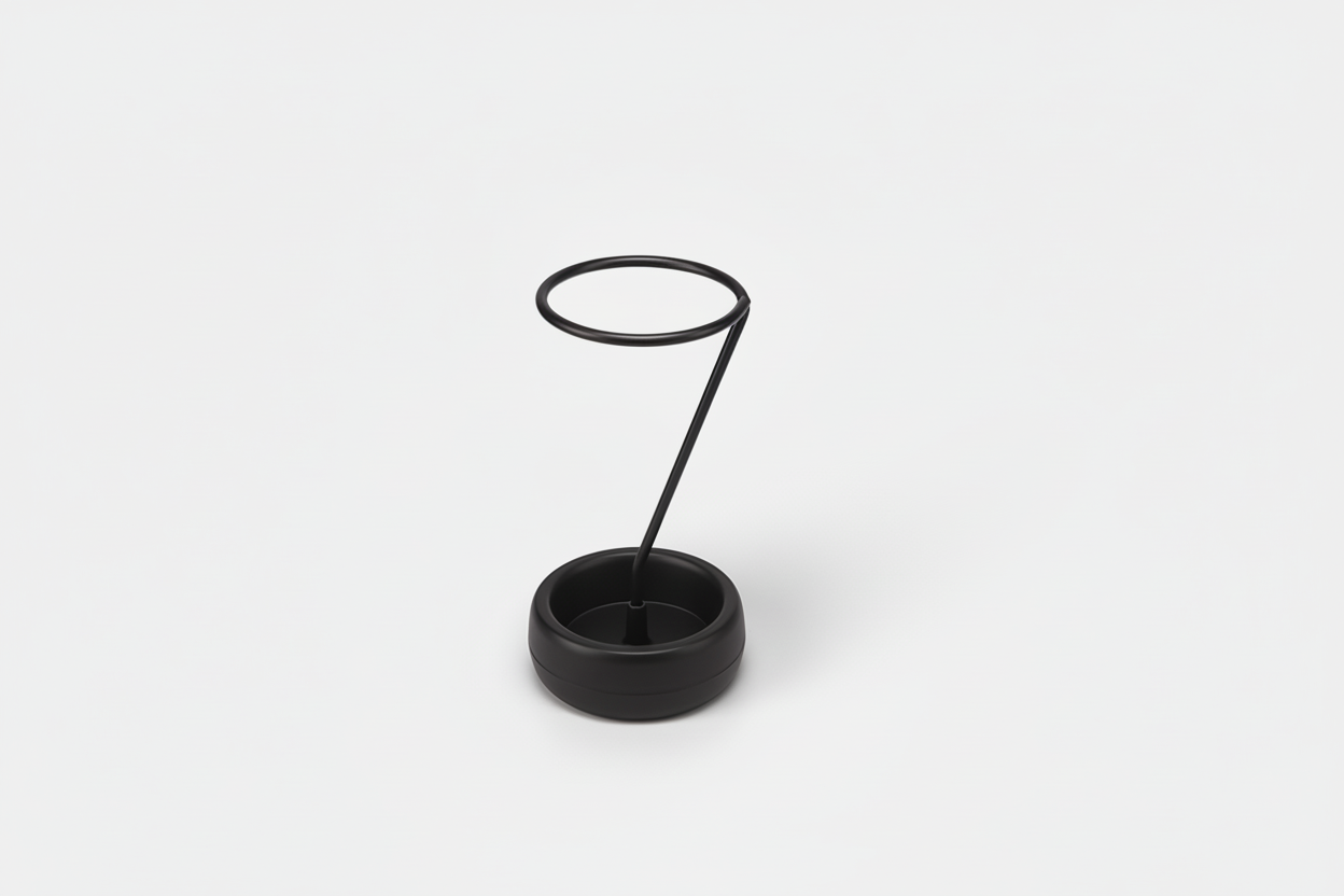 Black metal stand on a white background