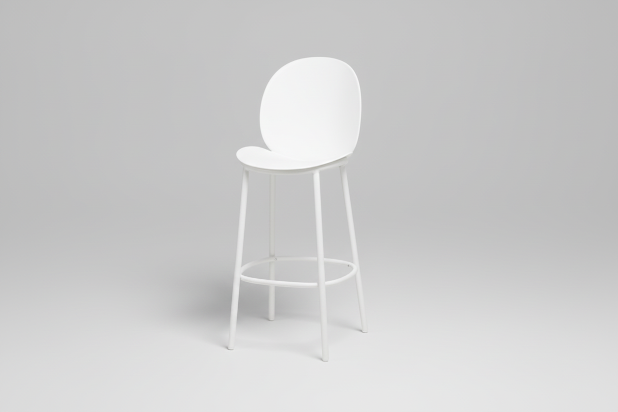 White bar stool on a white background