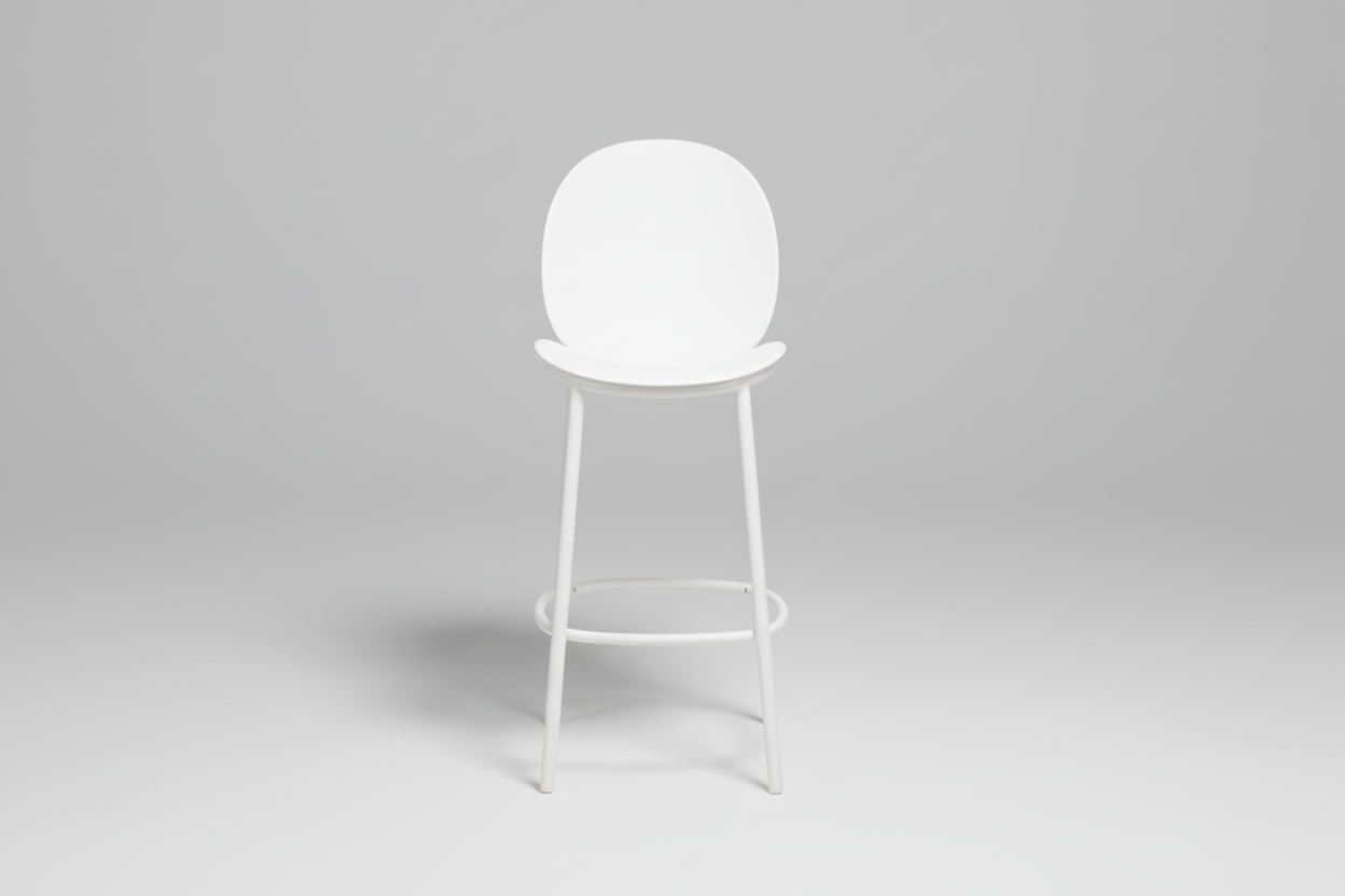 White bar stool on a white background