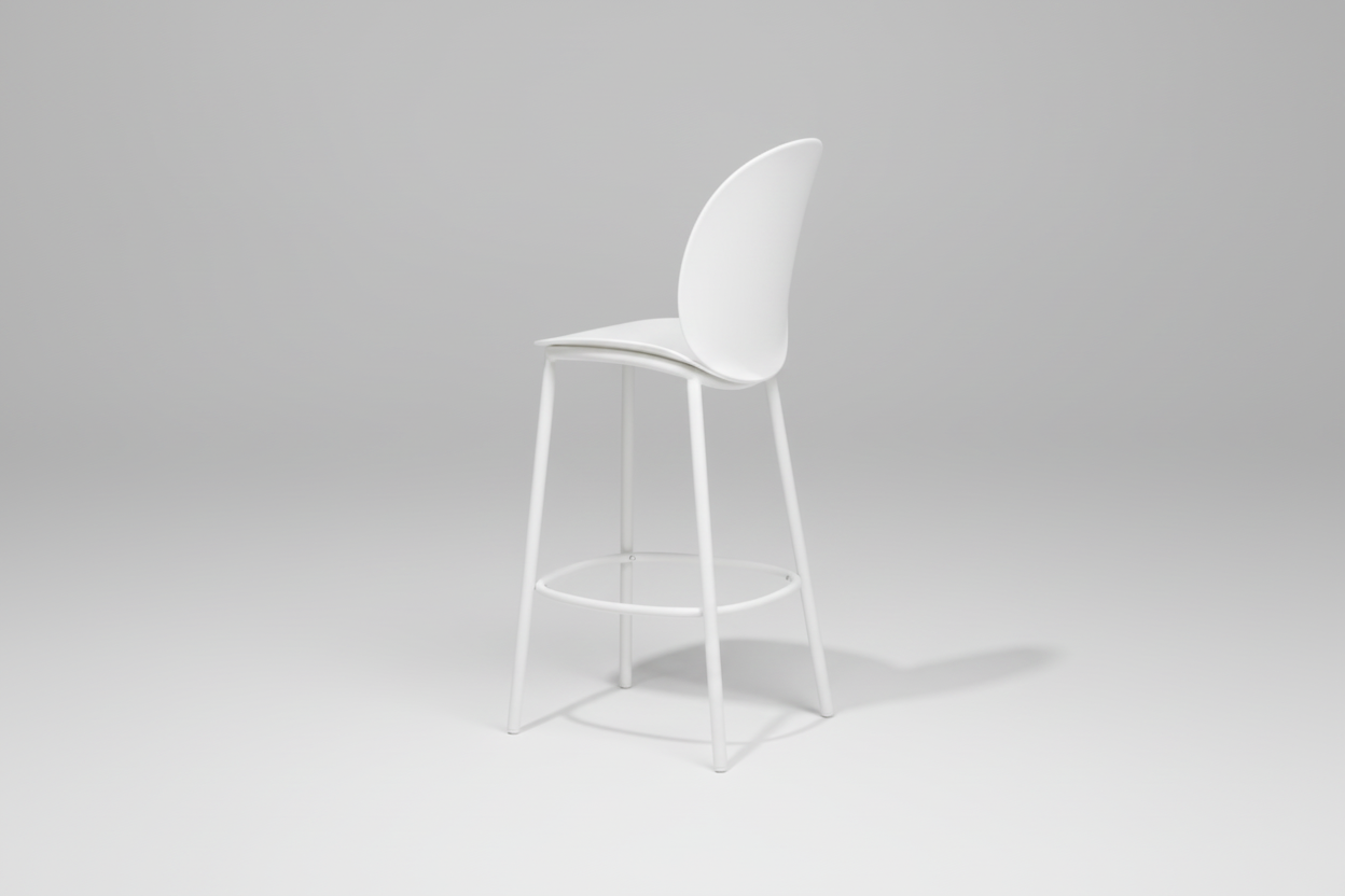 White bar stool on a white background
