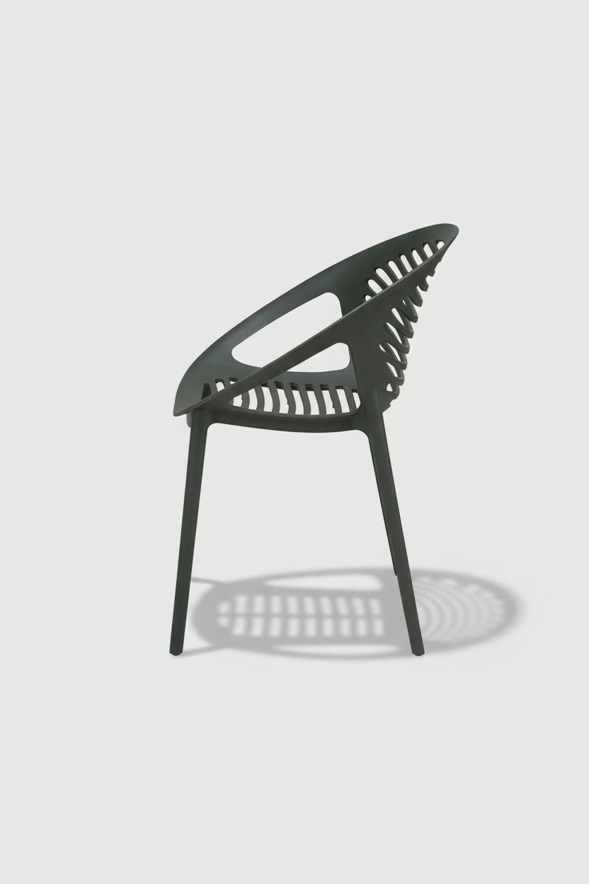Black chair with modern design on a white background