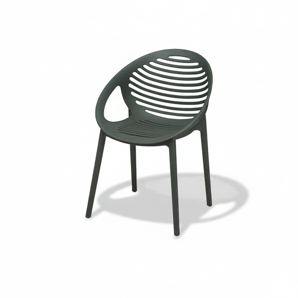 Green chair with modern design on a white background