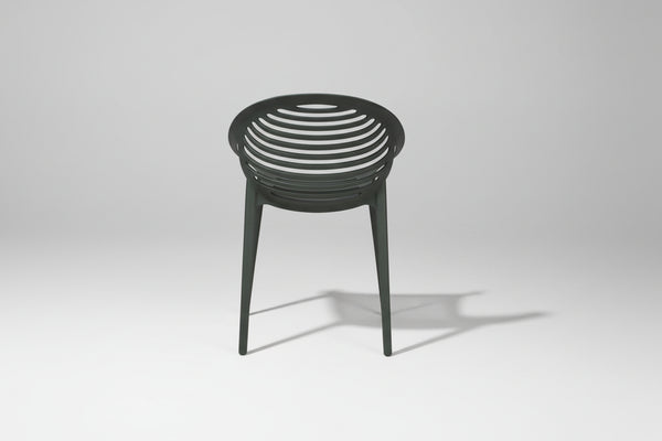 Modern black stool with circular seat design on a white background