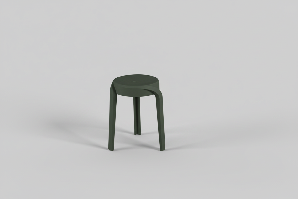 Green stool on a white background