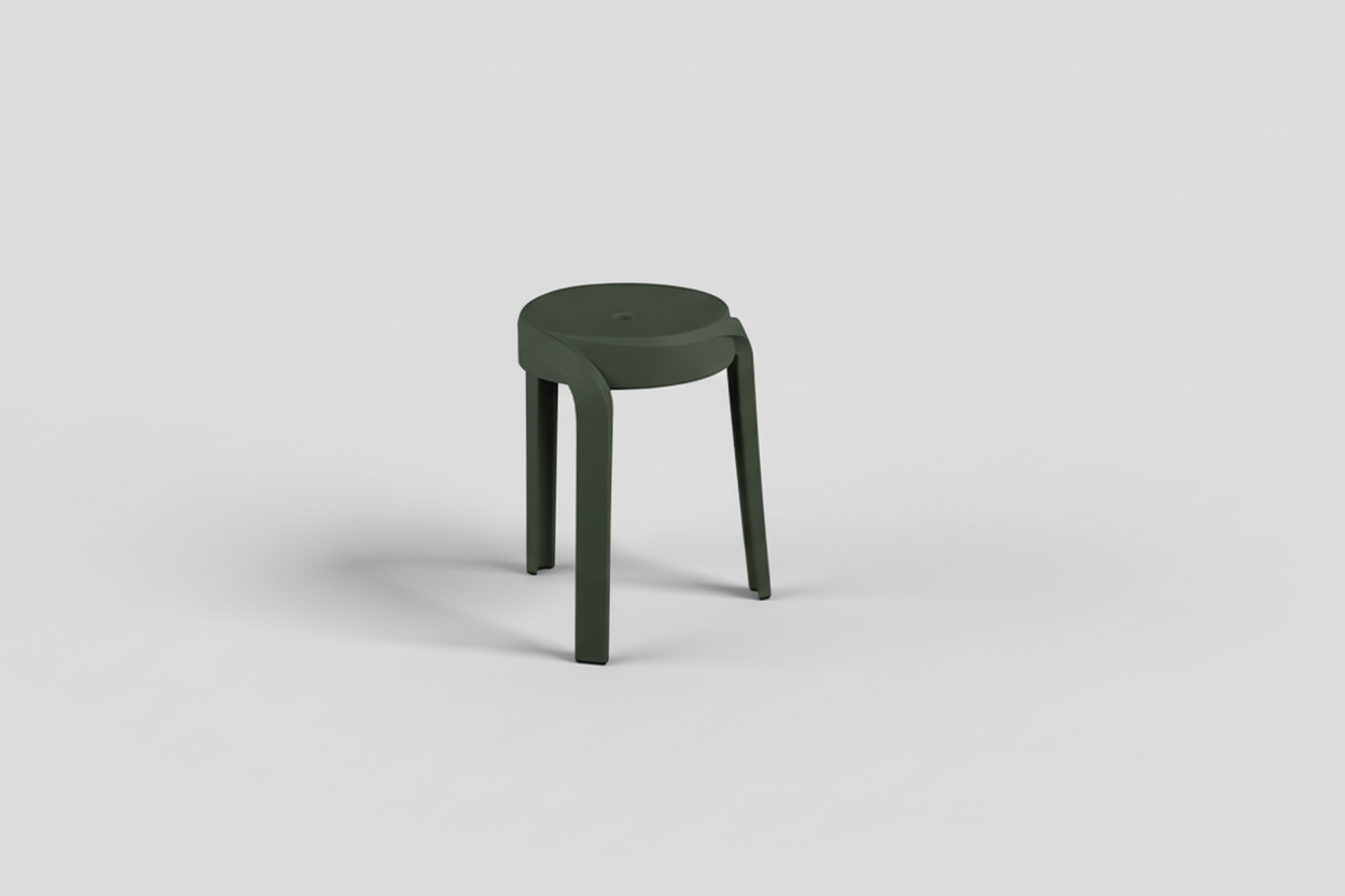 Green stool on a white background