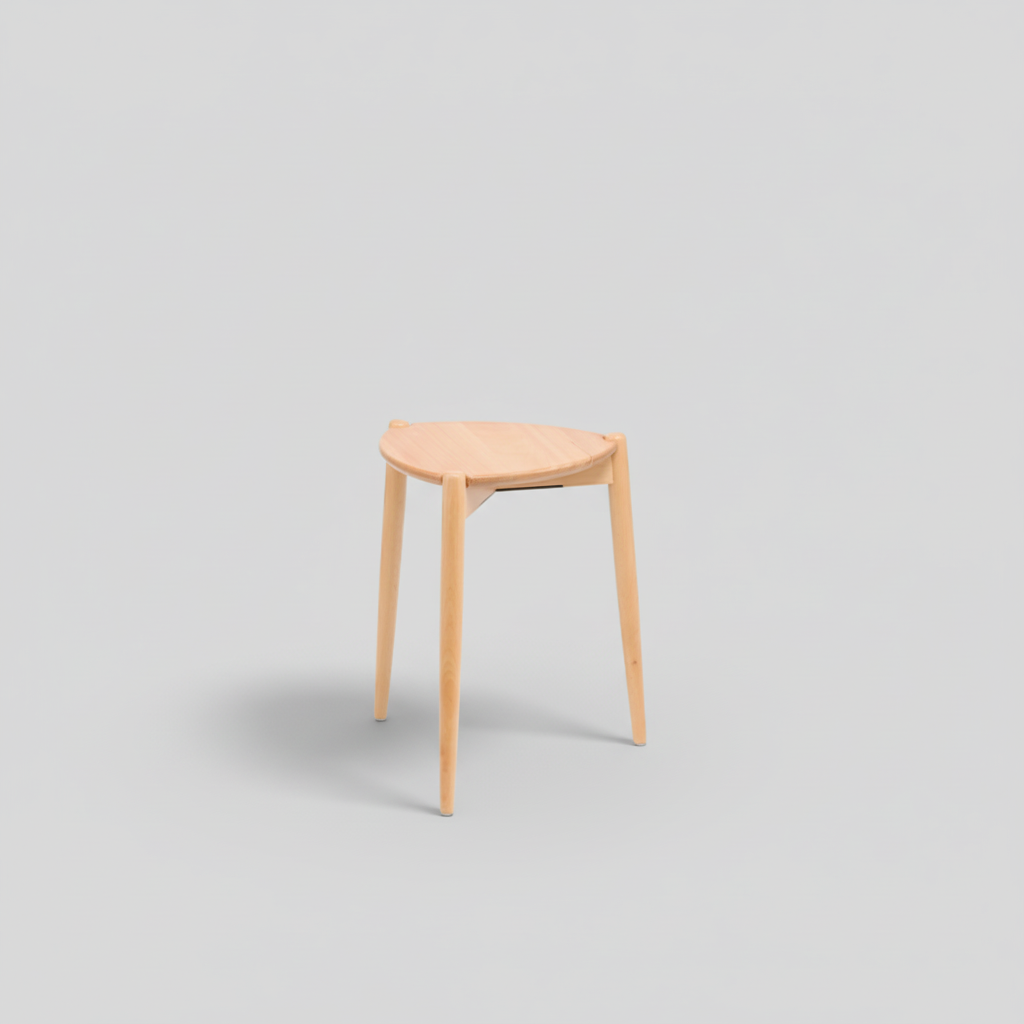 Wooden stool on a white background