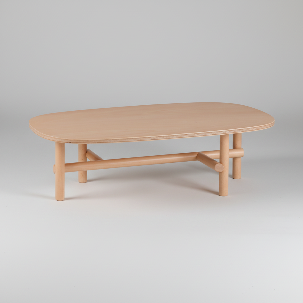 Beige coffee table on a white background
