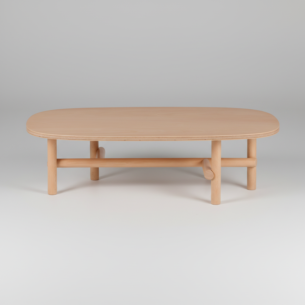 Wooden coffee table on a white background