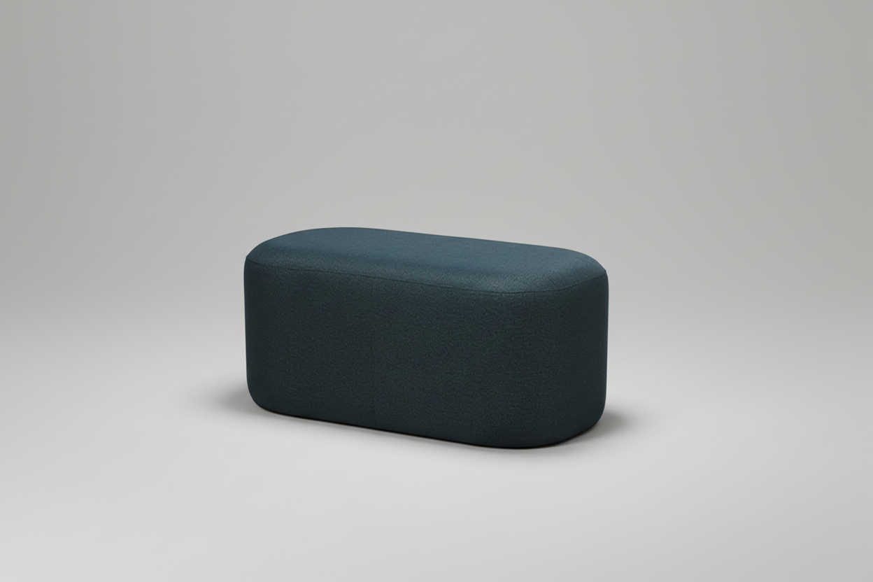 Dark green rectangular ottoman on a white background