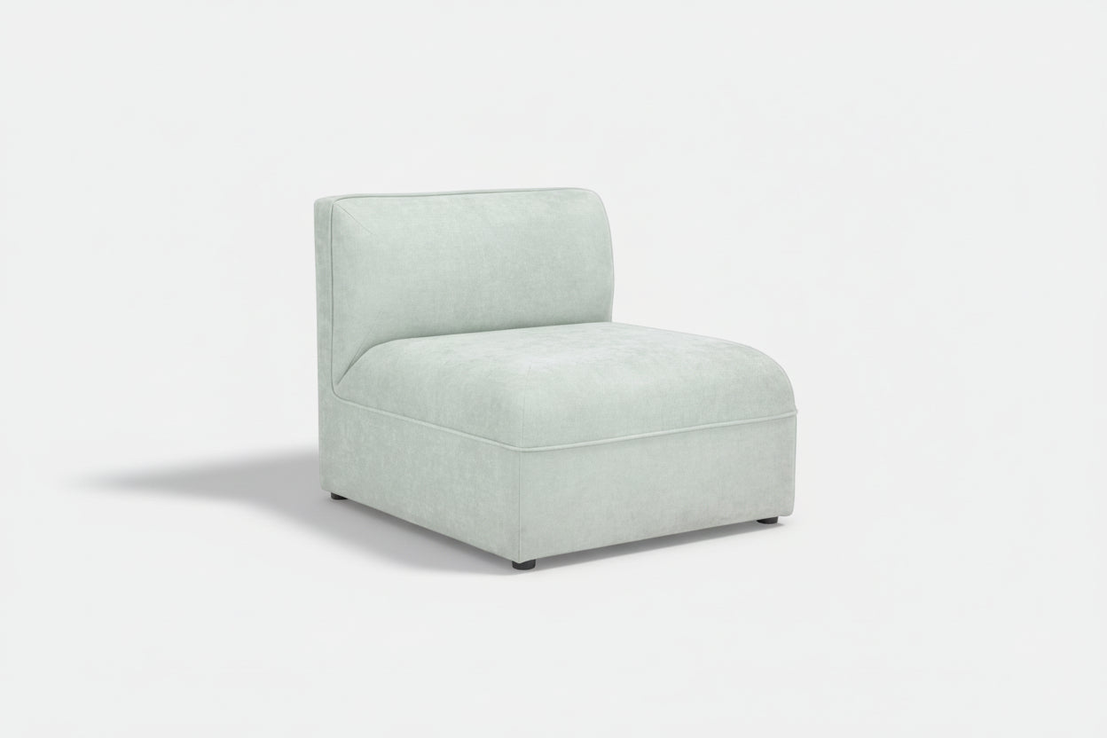 Light gray upholstered chair on a white background