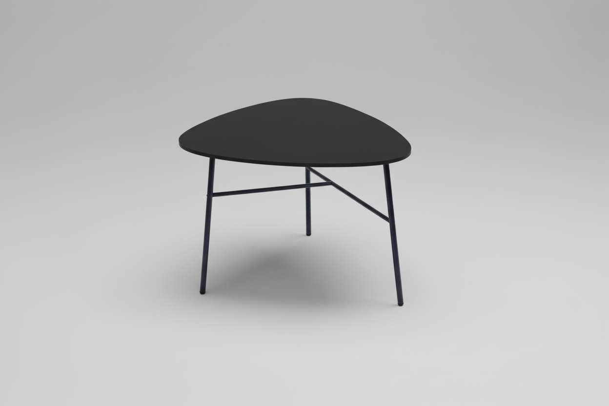 Black coffee table with a white background