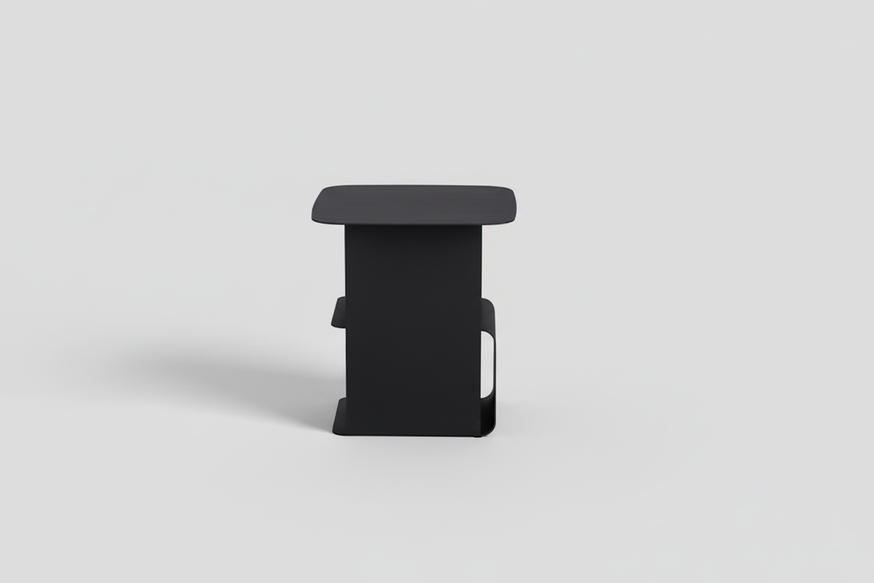 Black phone stand on a white background