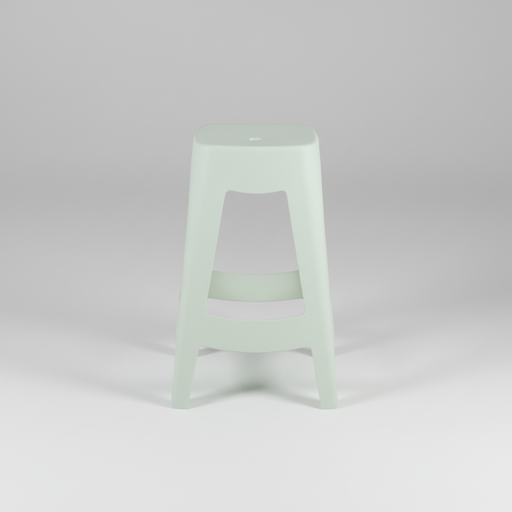 Light green stool on a white background