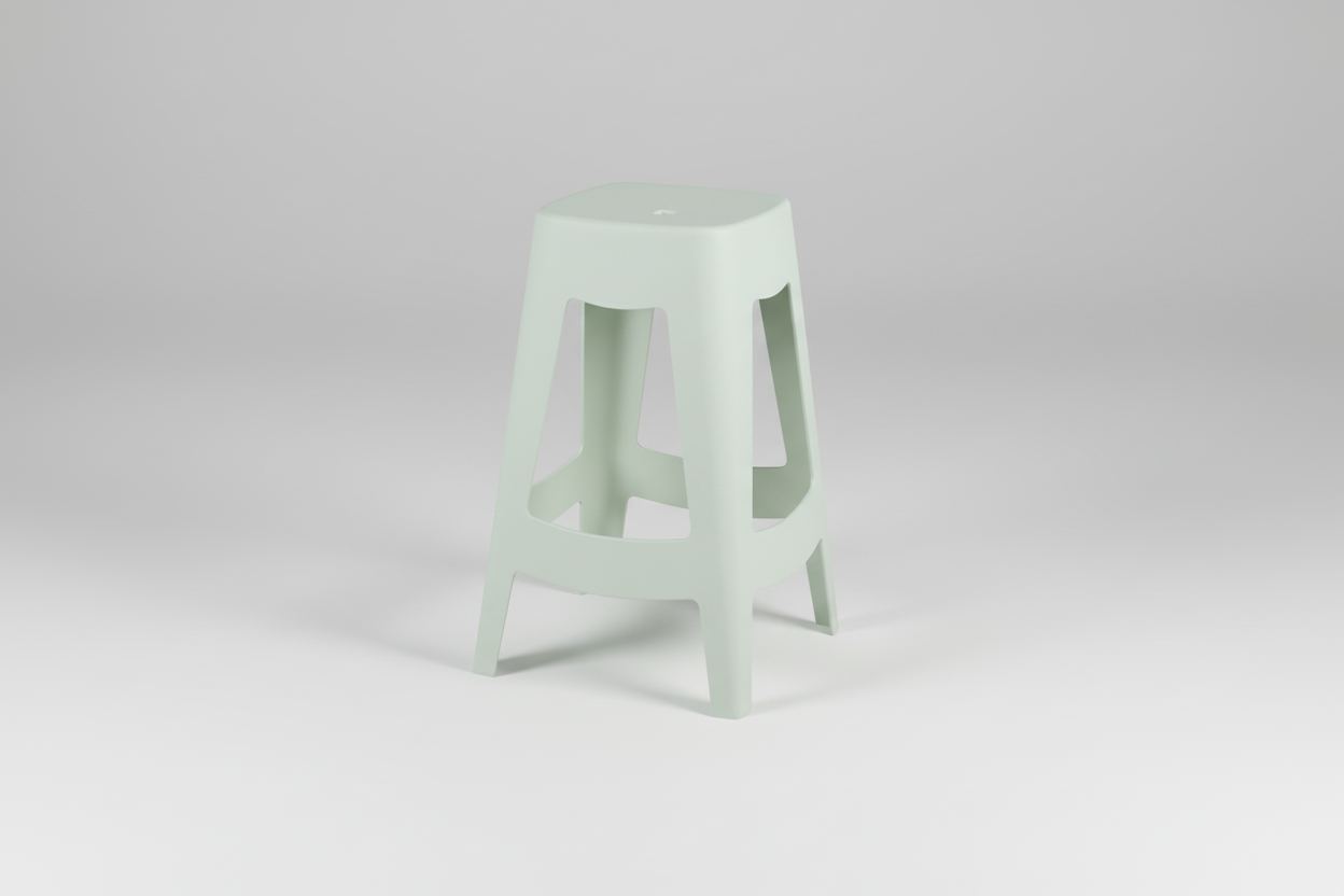 White stool on a white background
